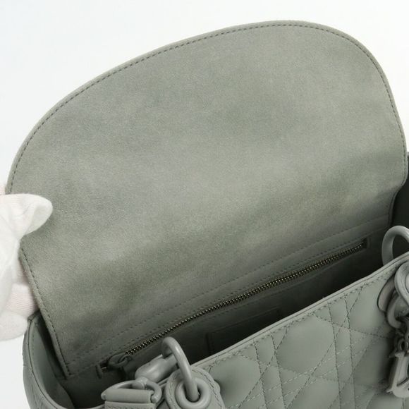 Dior Lady Dior Grey Leather Handbag (Pre-Owned) - Picture 8 of 12